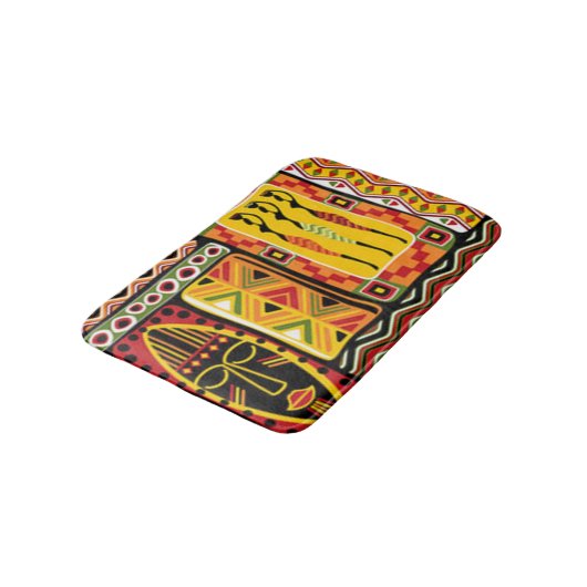 Bunte afrikanische Muster-Druck-Collage Badematte (Schrägansicht)