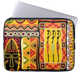Bunte afrikanische Muster-Druck-Collage Laptopschutzhülle