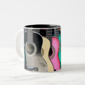 Bunte Akustikgitarre-Kaffee-Tasse Zweifarbige Tasse (Vorderseite Links)