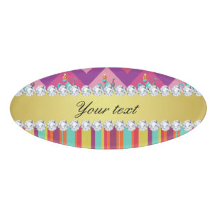 Bunte Alice im Wunderland und Streifen Namenschild