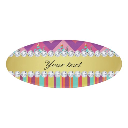 Bunte Alice im Wunderland und Streifen Namenschild (Vorderseite)