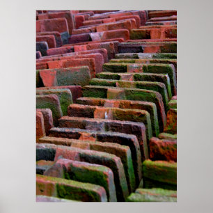 bunte alte Dachziegel gelagert, Poster