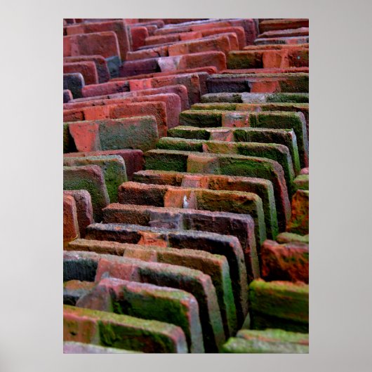 bunte alte Dachziegel gelagert, Poster (Vorne)