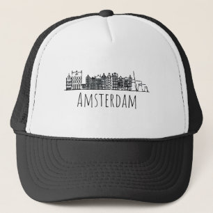 Bunte Amsterdam-Silhouette grafischer Entwurf Truckerkappe