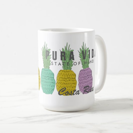 Bunte Ananas-Costa Rica Pura Vida Tasse (VorderseiteRechts)
