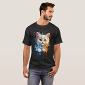 Bunte animierte Katzenfreundin T-Shirt (Vorne ganz)