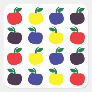 Bunte Äpfel Früchte Quadratischer Aufkleber
