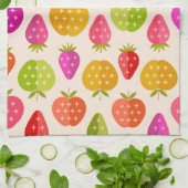 Bunte Äpfel und Erdbeeren mit Retrostern Geschirrtuch (Gefaltet)