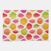 Bunte Äpfel und Erdbeeren mit Retrostern Geschirrtuch (Horizontal)