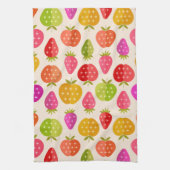 Bunte Äpfel und Erdbeeren mit Retrostern Geschirrtuch (Vertikal)