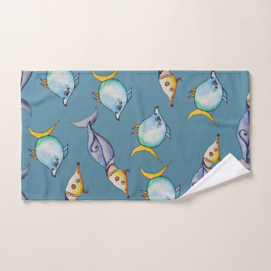 Bunte Aquarell-Fische Badhandtuch Set (Handtuch)