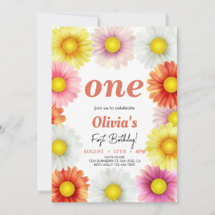 Bunte Aquarell-Gänseblümchen Geburtstag Einladung
