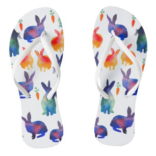 Bunte Aquarell-Hasen Ostern Badesandalen