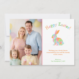 Bunte Aquarell-Hasenfamilie-Osterfoto Karte