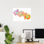 Bunte Aquarell-Orchideen-Malerei Poster (Heimbüro)