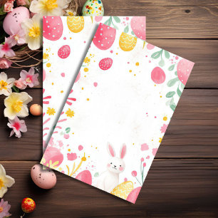 Bunte Aquarell-Oster-Eier und Blumen Seidenpapier