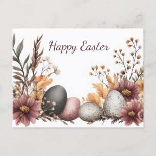 Bunte Aquarell Oster Postkarte mit Frühlingsblumen