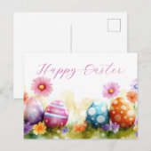 Bunte Aquarell Oster Postkarte mit Frühlingsblumen (Vorne/Hinten)