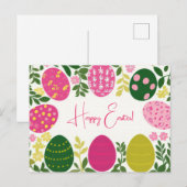 Bunte Aquarell Oster Postkarte mit Frühlingsblumen (Vorne/Hinten)