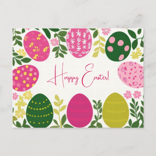 Bunte Aquarell Oster Postkarte mit Frühlingsblumen (Vorderseite)