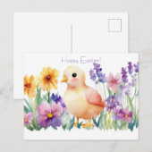 Bunte Aquarell Oster Postkarte mit Frühlingsblumen (Vorne/Hinten)