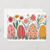 Bunte Aquarell Oster Postkarte mit Frühlingsblumen (Vorne/Hinten)
