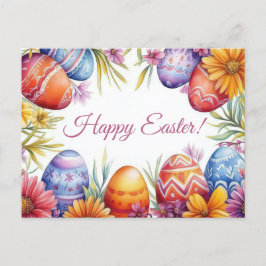 Bunte Aquarell Oster Postkarte mit Ostereiern