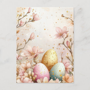Bunte Aquarell Oster Postkarte mit Ostereiern