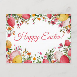 Bunte Aquarell Oster Postkarte mit Ostereiern