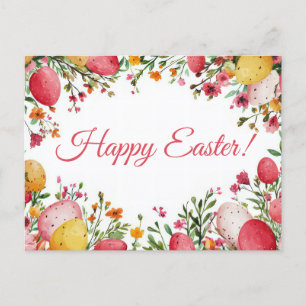 Bunte Aquarell Oster Postkarte mit Ostereiern