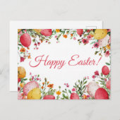 Bunte Aquarell Oster Postkarte mit Ostereiern (Vorne/Hinten)
