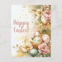Bunte Aquarell Oster Postkarte mit Ostereiern