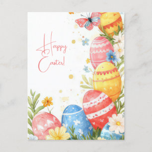 Bunte Aquarell Oster Postkarte mit Ostereiern