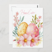 Bunte Aquarell Oster Postkarte mit Ostereiern (Vorne/Hinten)