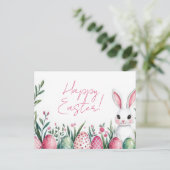 Bunte Aquarell Oster Postkarte mit Ostereiern (Stehend Vorderseite)