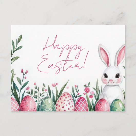 Bunte Aquarell Oster Postkarte mit Ostereiern (Vorderseite)