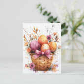 Bunte Aquarell Oster Postkarte mit Ostereiern (Stehend Vorderseite)