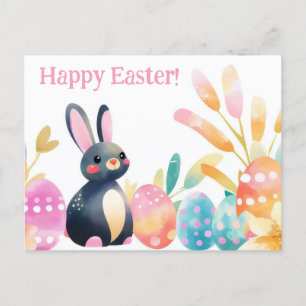 Bunte Aquarell Oster Postkarte mit Ostereiern