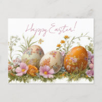 Bunte Aquarell Oster Postkarte mit Ostereiern