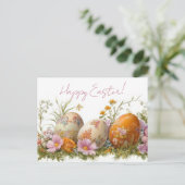Bunte Aquarell Oster Postkarte mit Ostereiern (Stehend Vorderseite)