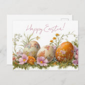 Bunte Aquarell Oster Postkarte mit Ostereiern (Vorne/Hinten)