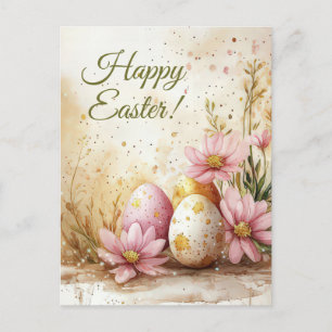 Bunte Aquarell Oster Postkarte mit Ostereiern