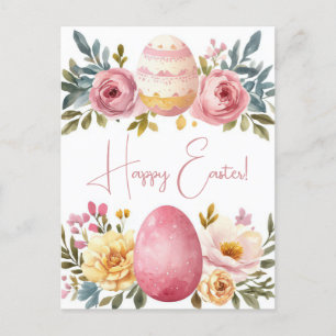 Bunte Aquarell Oster Postkarte mit Ostereiern