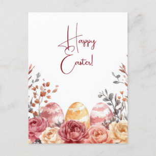 Bunte Aquarell Oster Postkarte mit Ostereiern