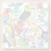 Bunte Aquarell-Papageien 2 Glasuntersetzer (Rückseite)