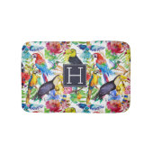 Bunte Aquarell-Papageien | addieren Ihre Initiale Badematte (Vorderseite)