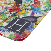 Bunte Aquarell-Papageien | addieren Ihre Initiale Schneidebrett (Ecke)