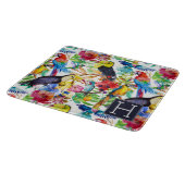 Bunte Aquarell-Papageien | addieren Ihre Initiale Schneidebrett (Ecke)