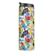 Bunte Aquarell-Papageien | addieren Ihre Initiale Thermosbecher (Nach rechts gedreht)