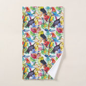 Bunte Aquarell-Papageien Badhandtuch Set (Handtuch)